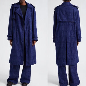 Farm Rio Eyelet Double Breasted Trench Coat XS